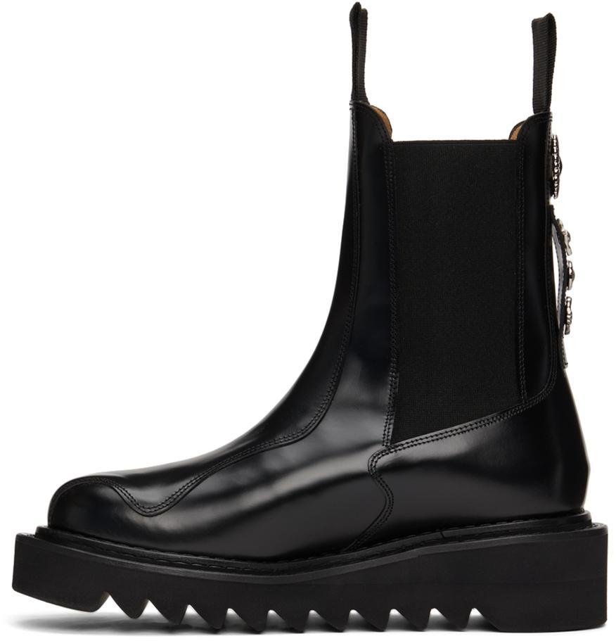 商品Toga Pulla|Black Leather Thick Sole Chelsea Boots,价格¥3223,第5张图片详细描述