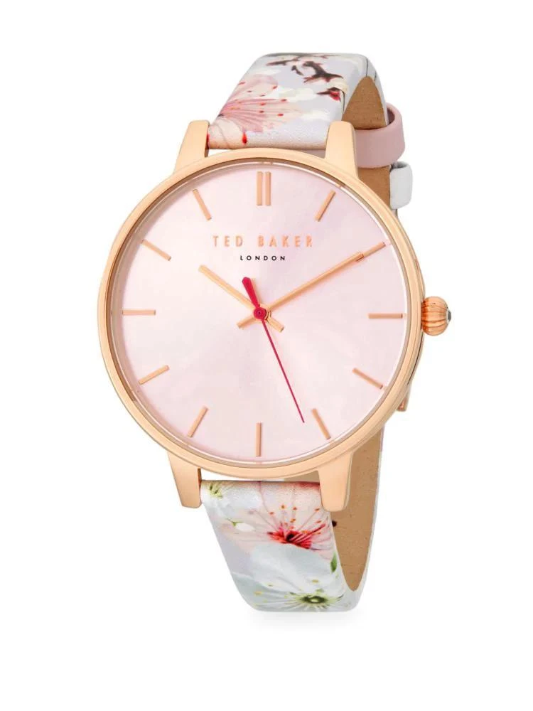 商品Ted Baker London|Stainless Steel and Leather Strap Watch,价格¥930,第1张图片