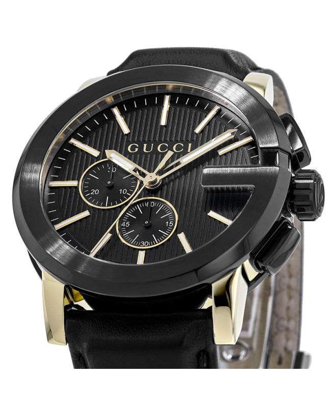 Gucci G-Chrono XL Black Dial Leather Strap Men's Watch YA101203商品第2张图片规格展示