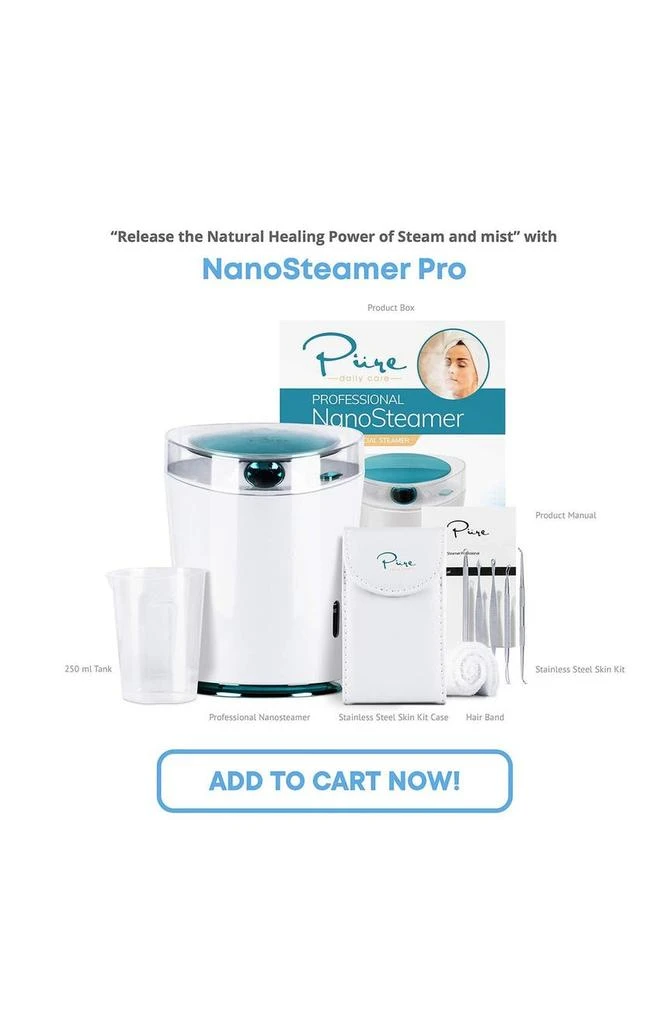 商品PURE DAILY CARE|NanoSteamer Pro 4-in-1 Nano Ionic Facial Steamer with Cool Mist & Aromatherapy,价格¥571,第2张图片详细描述