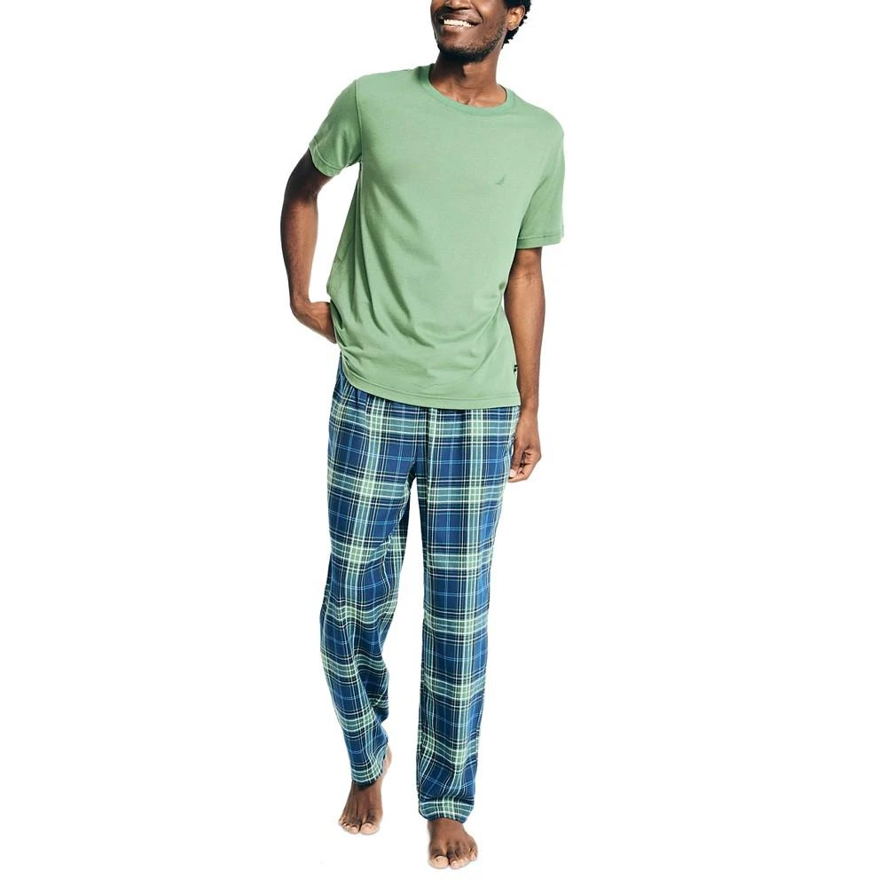 商品Nautica|Men's 2-Pc. Classic-Fit Solid T-Shirt & Plaid Flannel Pajama Pants Set,价格¥164,第1张图片