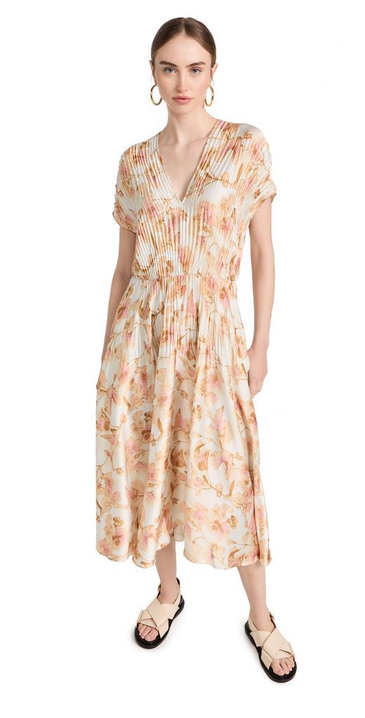 商品Vince|Vince Floral Crushed 盖袖 V 领连衣裙,价格¥4330,第1张图片