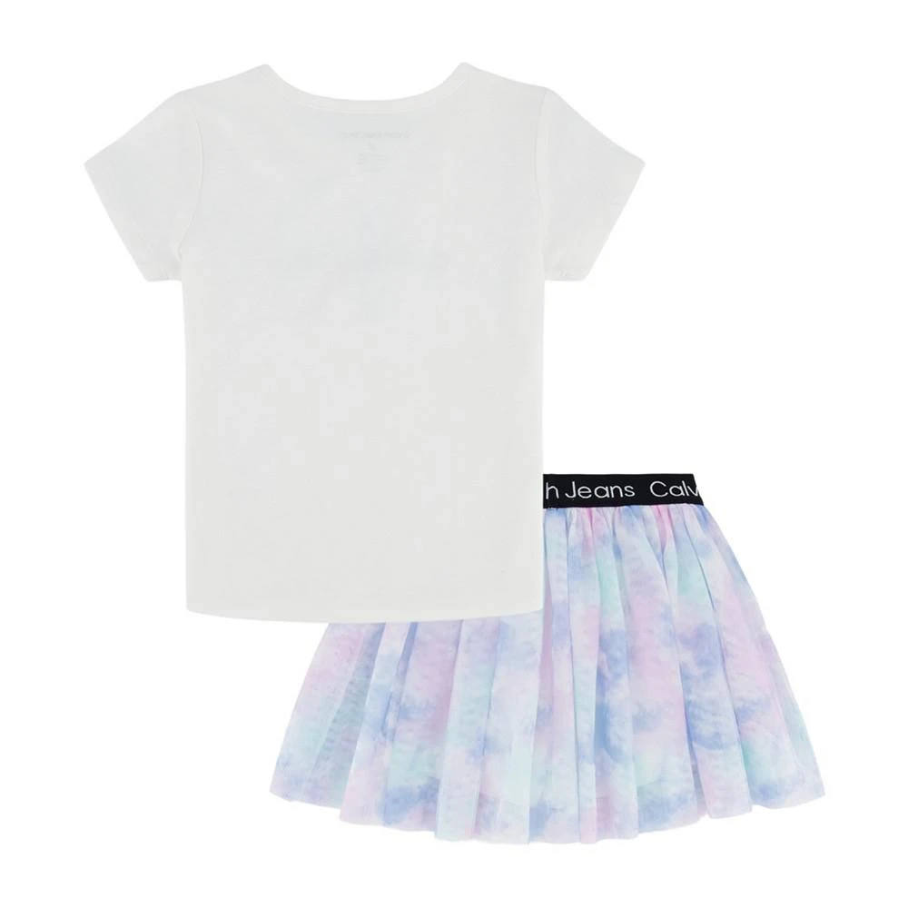 商品Calvin Klein|Little Girls Logo T-shirt and Mesh Skort, Set of 2,价格¥205,第2张图片详细描述