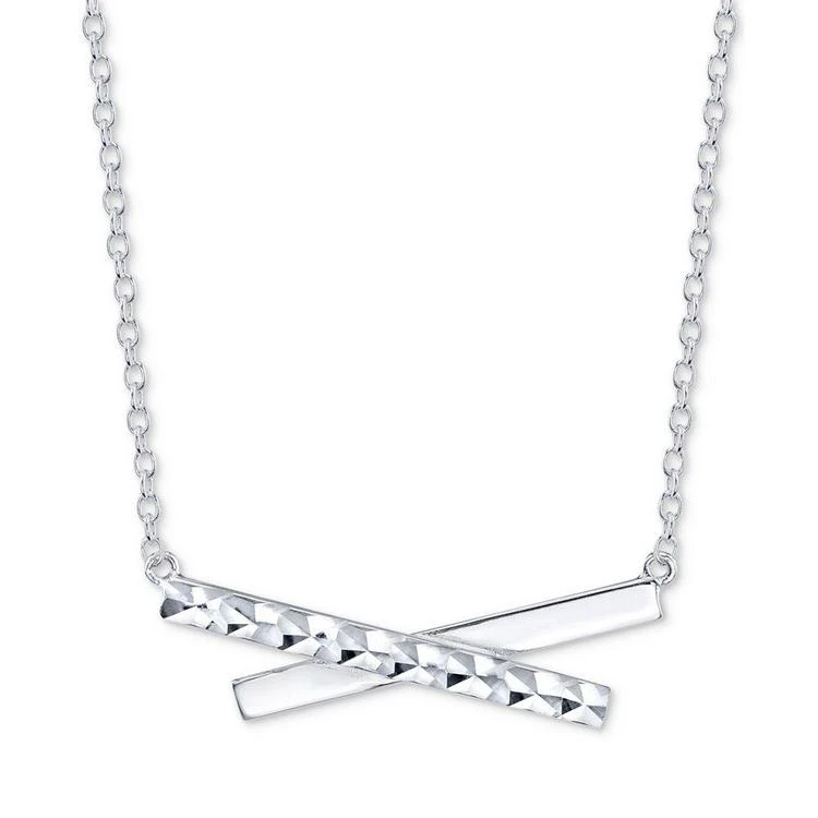 商品Unwritten|Textured Crisscross Pendant Necklace in Sterling Silver,价格¥112,第1张图片