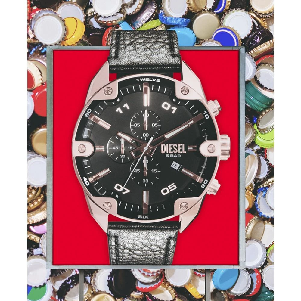 商品Diesel|Men's Spiked Black Leather Strap Watch, 49mm,价格¥1452,第5张图片详细描述
