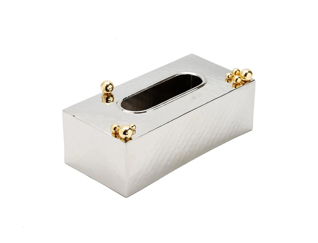 商品Classic Touch Decor|Hammered Stainless Steel Tissue Box Gold Ball design on Top,价格¥503,第2张图片详细描述