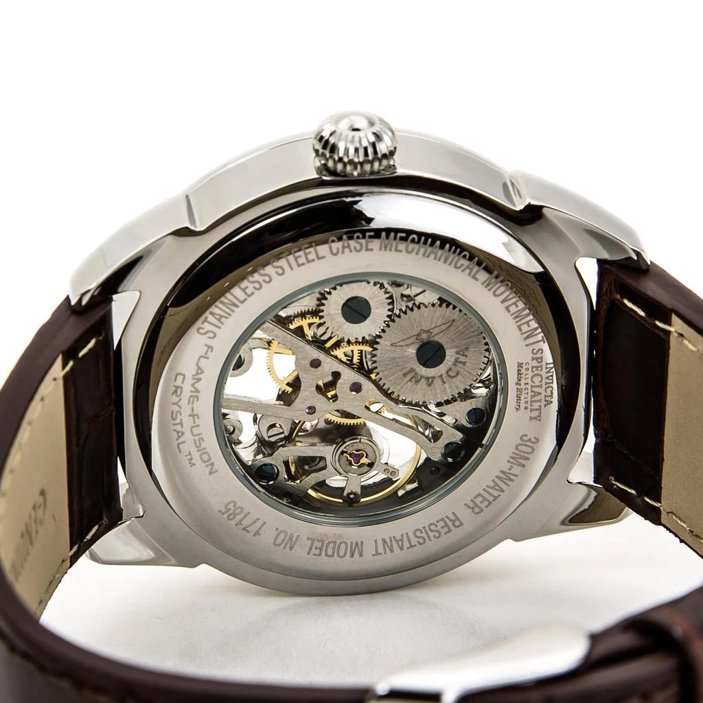 商品Invicta|Invicta 17185 Men's Specialty White & Silver Skeleton Dial Brown Leather Strap Mechanical Watch,价格¥1049,第4张图片详细描述