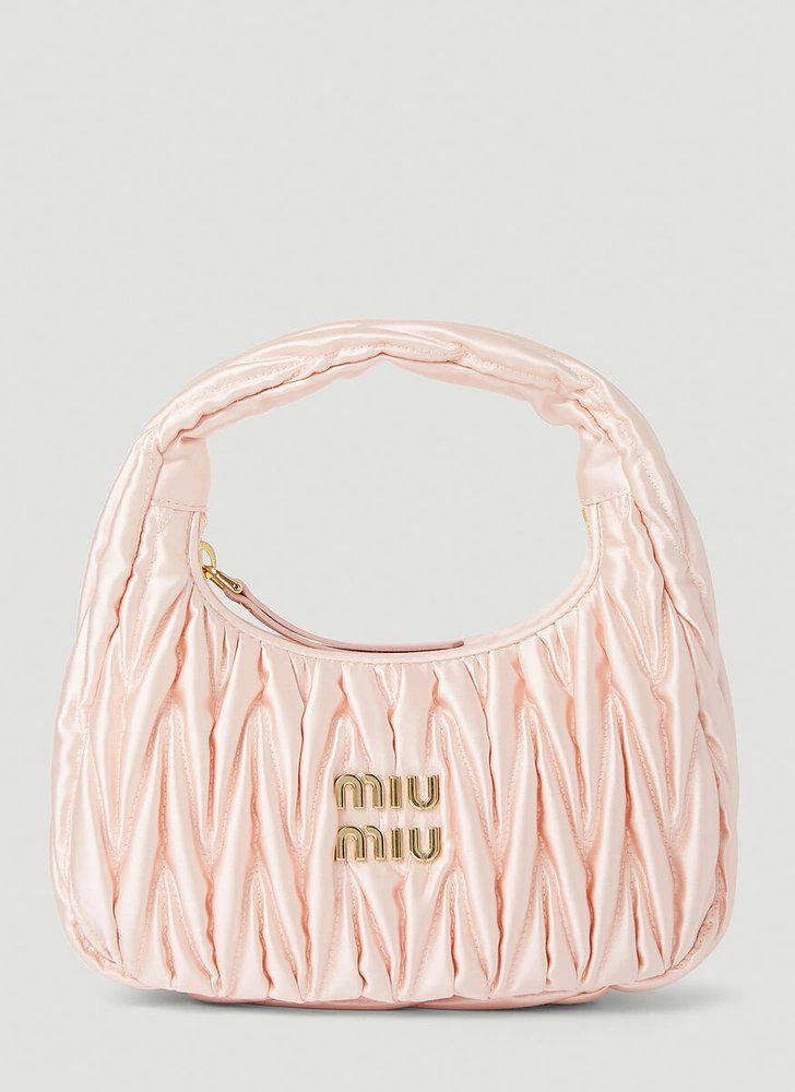 商品Miu Miu|Miu Miu Wander Matelassé Logo Plaque Mini Hobo Bag,价格¥14141,第1张图片