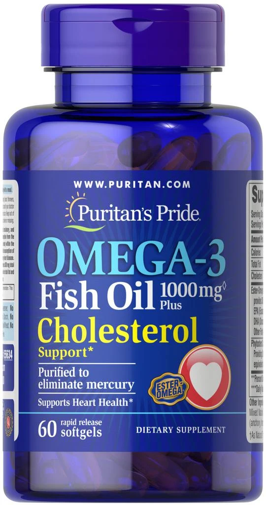 商品Puritan's Pride|Top Sellers: Omega-3 Fish Oil Plus Cholesterol Support*,价格¥117,第1张图片