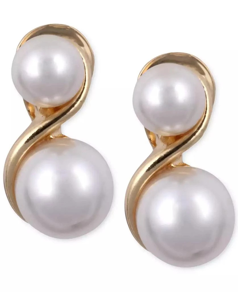 商品Anne Klein|Gold-Tone Glass Pearl E-Z Comfort Clip-On Earrings,价格¥82,第1张图片