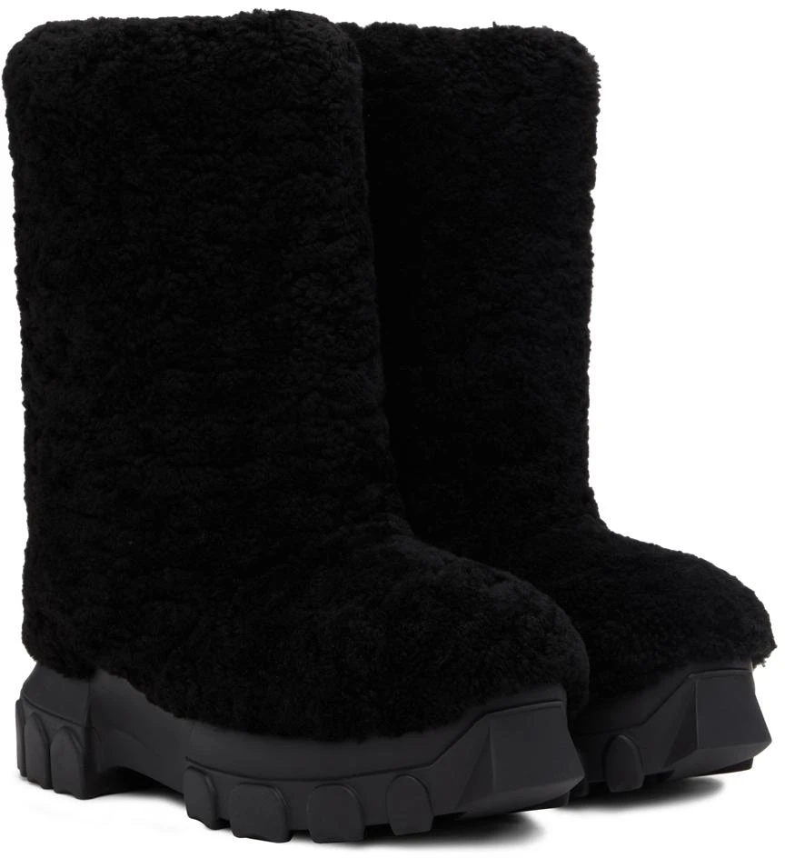 商品Rick Owens|Black Shearling Lunar Tractor Boots,价格¥6713,第4张图片详细描述