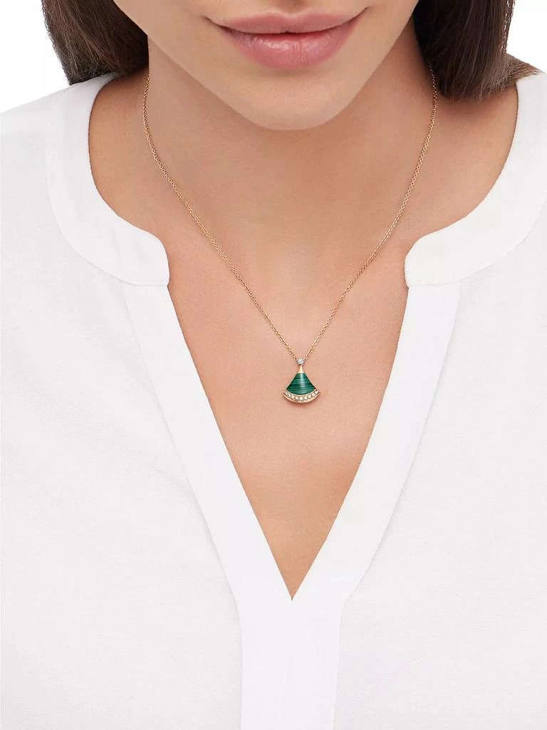 商品BVLGARI|Divas' Dream 18K Rose Gold, Malachite & 0.13 TCW Diamond Pendant Necklace,价格¥28476,第2张图片详细描述