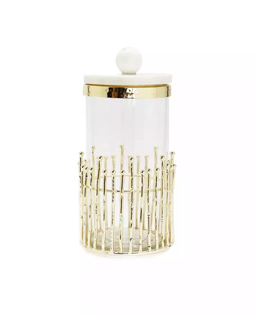 商品Classic Touch|Large Canister with Straight Cut Design with Marble Lid Set, 2 Piece,价格¥287,第1张图片