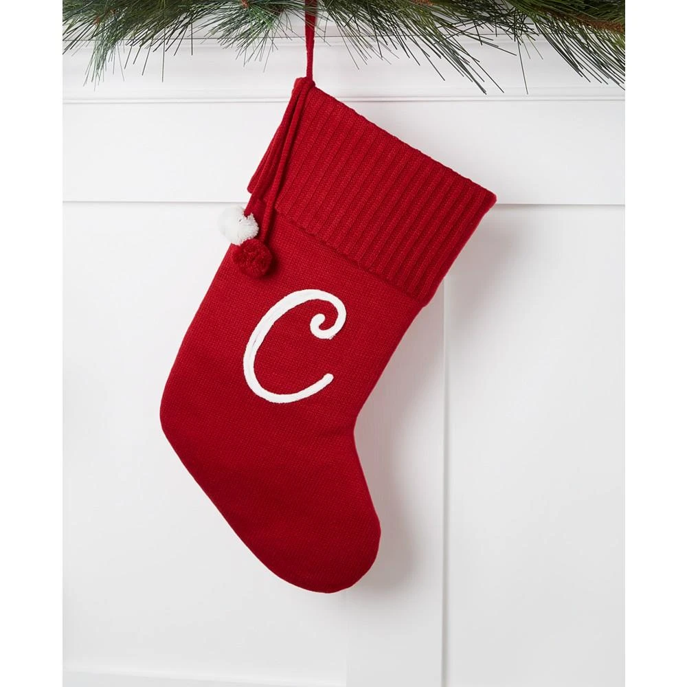 商品Macy's|Stocking Red Base White Letter Knitted Initial with Pom Pom, Created for Macy's,价格¥30,第3张图片详细描述