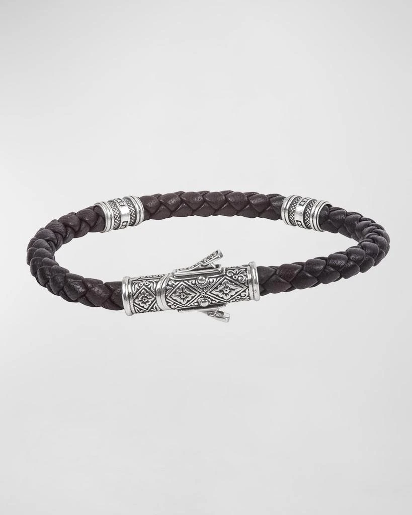 商品Konstantino|18K White Gold Braided Leather Bracelet,价格¥2000,第2张图片详细描述