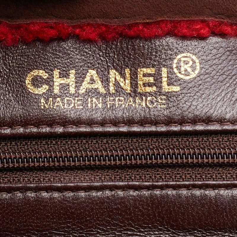 Chanel Brown/Red Suede and Wool CC Vintage Flap Bag 商品