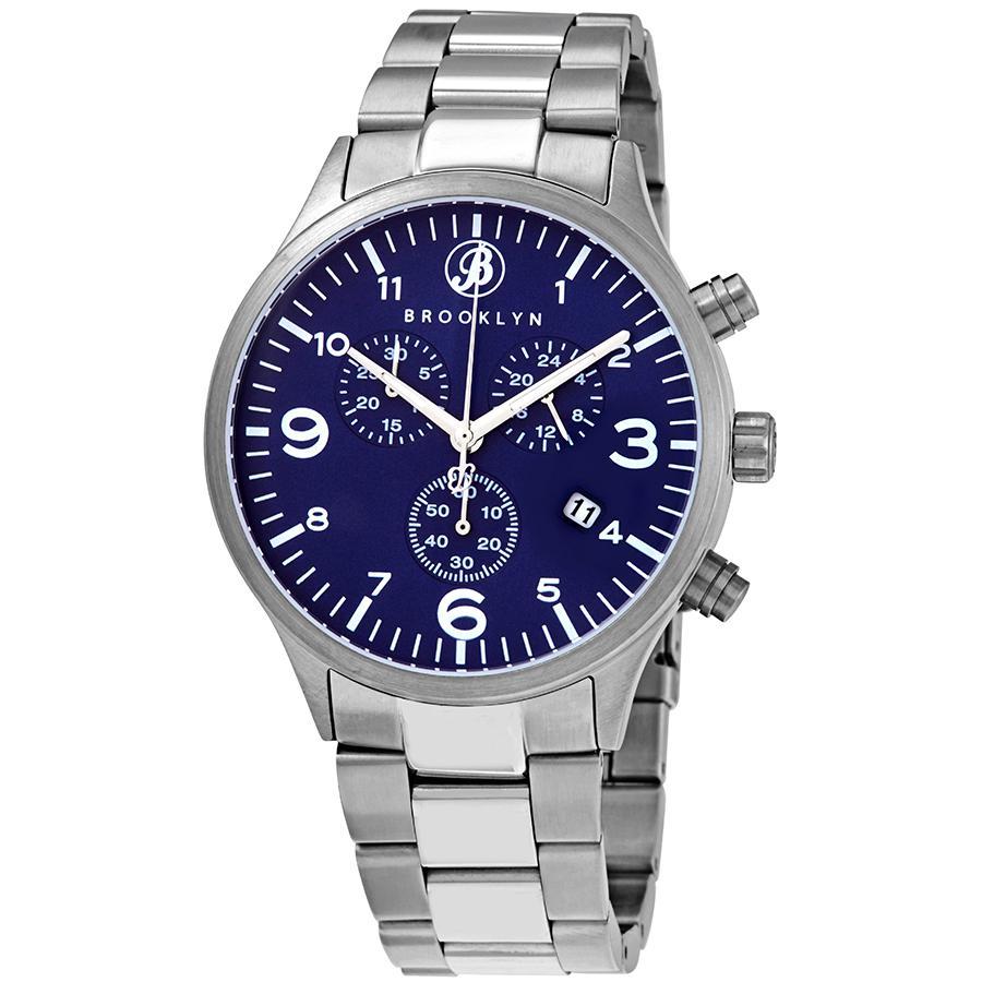 商品Brooklyn Watch Co.|Bedford Brownstone II Quartz Blue Dial Mens Watch 308-BLU-2,价格¥591,第1张图片