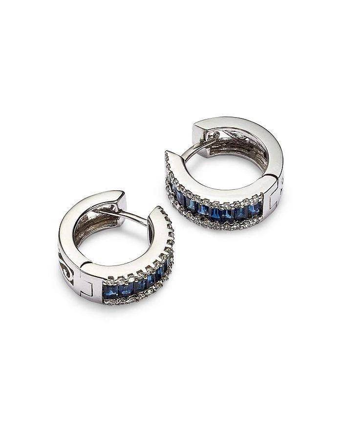 商品Bloomingdale's|Blue Sapphire and Diamond Hoop Earrings in 14K White Gold,价格¥17660,第3张图片详细描述