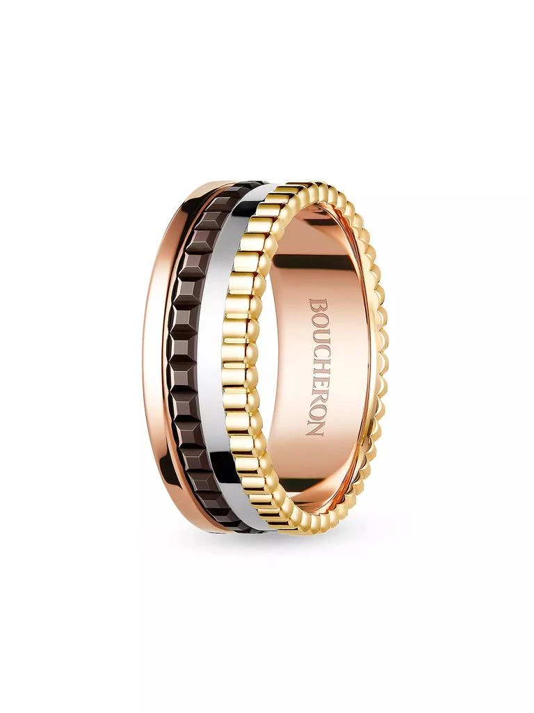 商品Boucheron|Unisex Quatre Classique Tri-Tone 18K Gold &amp; PVD Ring,价格¥32894,第2张图片详细描述