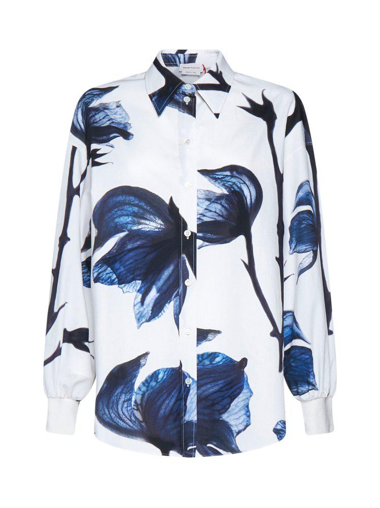 Alexander McQueen Floral Printed Long-Sleeved Shirt商品第1张图片规格展示