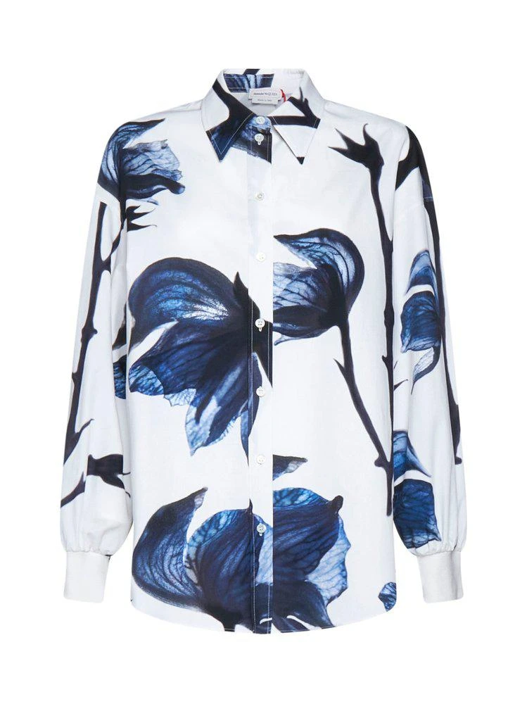 商品Alexander McQueen|Alexander McQueen Floral Printed Long-Sleeved Shirt,价格¥2552,第1张图片