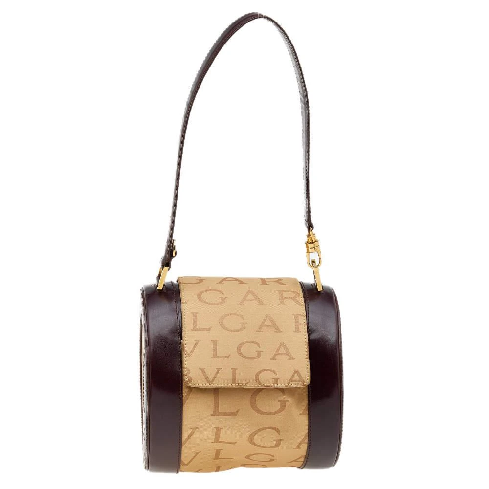 商品[二手商品] BVLGARI|Bvlgari Beige/Brown Canvas And Leather Cylinder Bag,价格¥2823,第1张图片