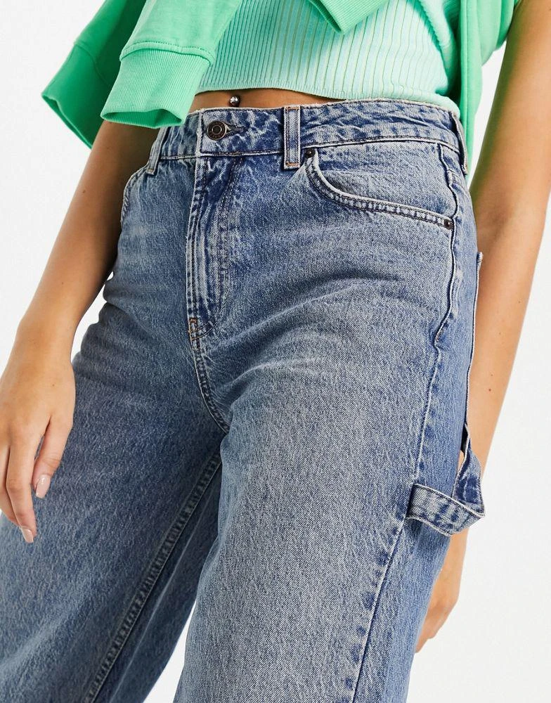 商品ASOS|ASOS DESIGN cotton blend mid rise oversized 'skater' jean in greencast - MBLUE,价格¥138,第3张图片详细描述