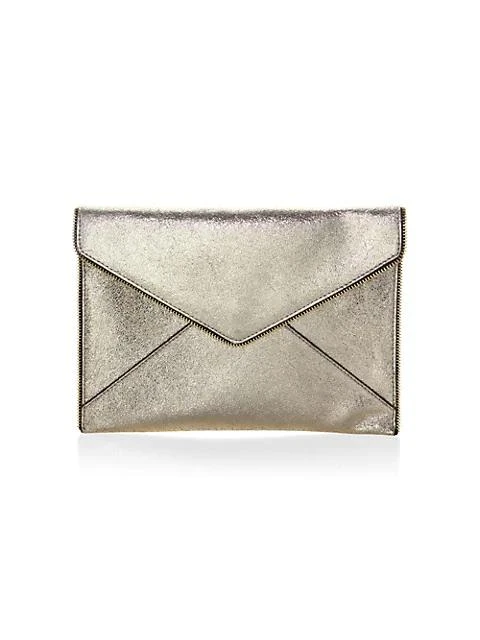 商品Rebecca Minkoff|Leo Metallic Leather Envelope Clutch,价格¥712,第1张图片