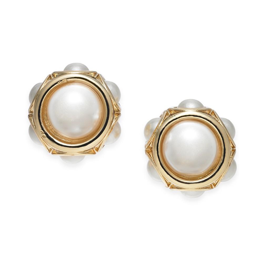 Gold-Tone Imitation Pearl Stud Earrings, Created for Macy's商品第1张图片规格展示
