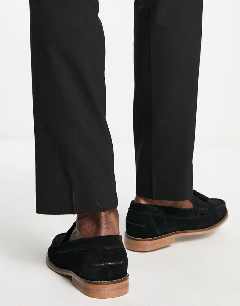 商品ASOS|ASOS DESIGN tassel loafers in black suede leather with natural sole,价格¥355,第2张图片详细描述