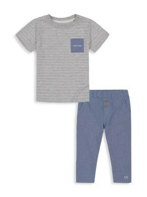 商品Calvin Klein|Baby Boy’s 2-Piece Striped Tee & Pants Set,价格¥117,第1张图片