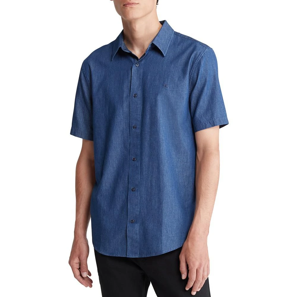 商品Calvin Klein|Men's Regular-Fit Solid Button-Down Chambray Shirt,价格¥592,第1张图片