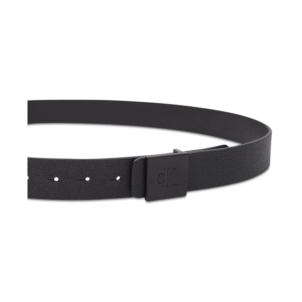 商品Calvin Klein|Men's Pebbled Leather Monogram Micro Plaque Buckle Belt,价格¥203,第3张图片详细描述