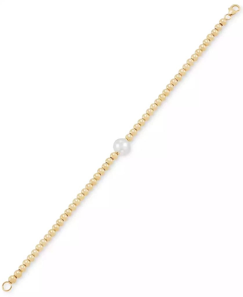 商品Macy's|Cultured Freshwater Pearl (8-8.5mm) & Bead Bracelet in 14k Yellow Gold,价格¥11795,第4张图片详细描述