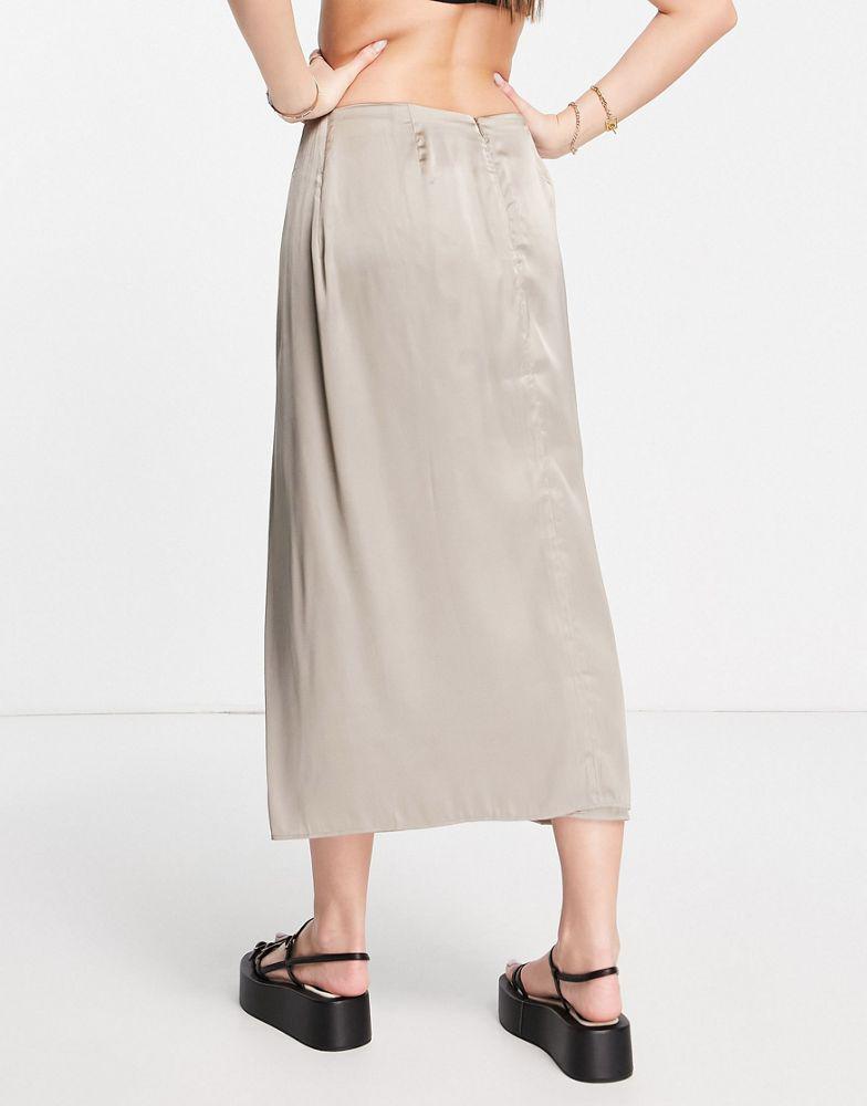 French Connection satin slip skirt in brown商品第2张图片规格展示