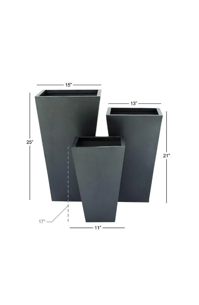 商品WILLOW ROW|Black Metal Contemporary Planter with Tapered Base & Polished Exterior - Set of 3,价格¥1141,第4张图片详细描述