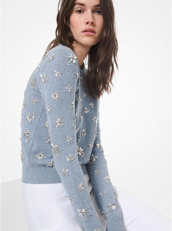 Floral Embroidered Cashmere Sweater商品第1张图片规格展示