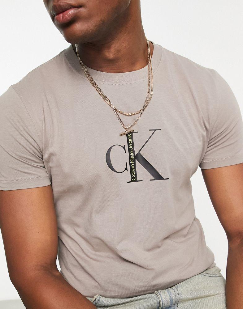 商品Calvin Klein|Calvin Klein Jeans institutional logo t-shirt in taupe,价格¥358,第6张图片详细描述