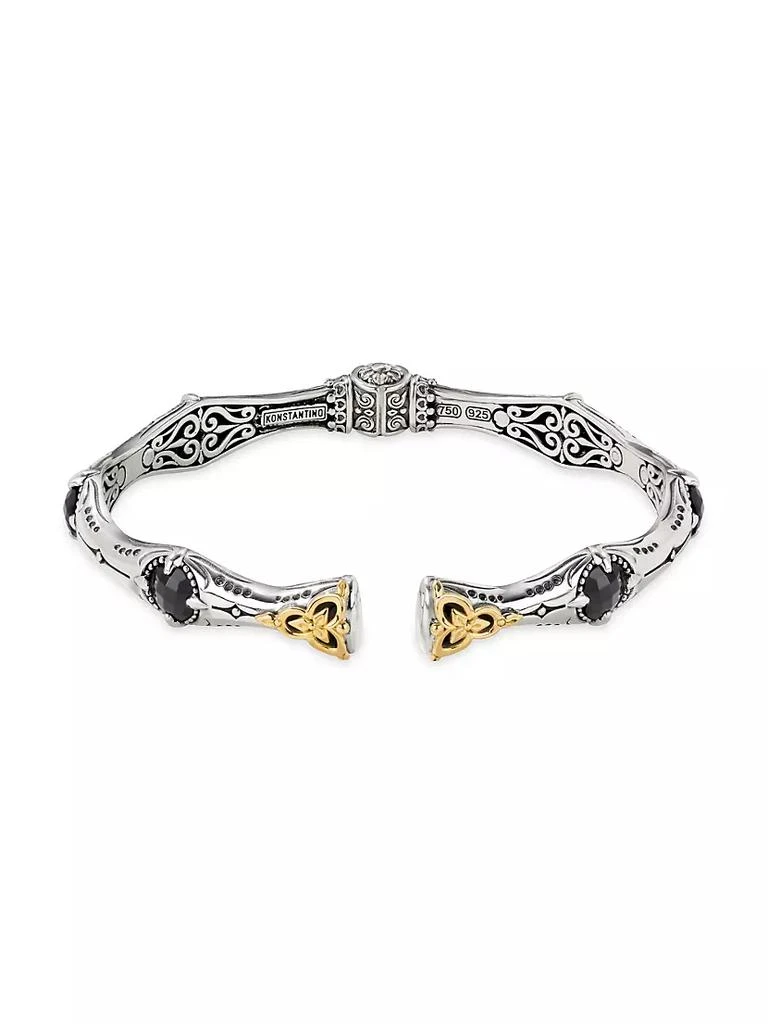 商品Konstantino|Anthos Wave Hinge Sterling Silver, 18K Yellow Gold & Black Onyx Cuff,价格¥4519,第2张图片详细描述