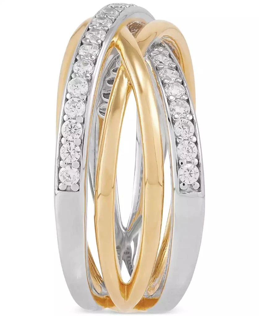 商品Macy's|Cubic Zirconia Multirow Crossover Ring in Sterling Silver & 14k Gold-Plate,价格¥515,第4张图片详细描述