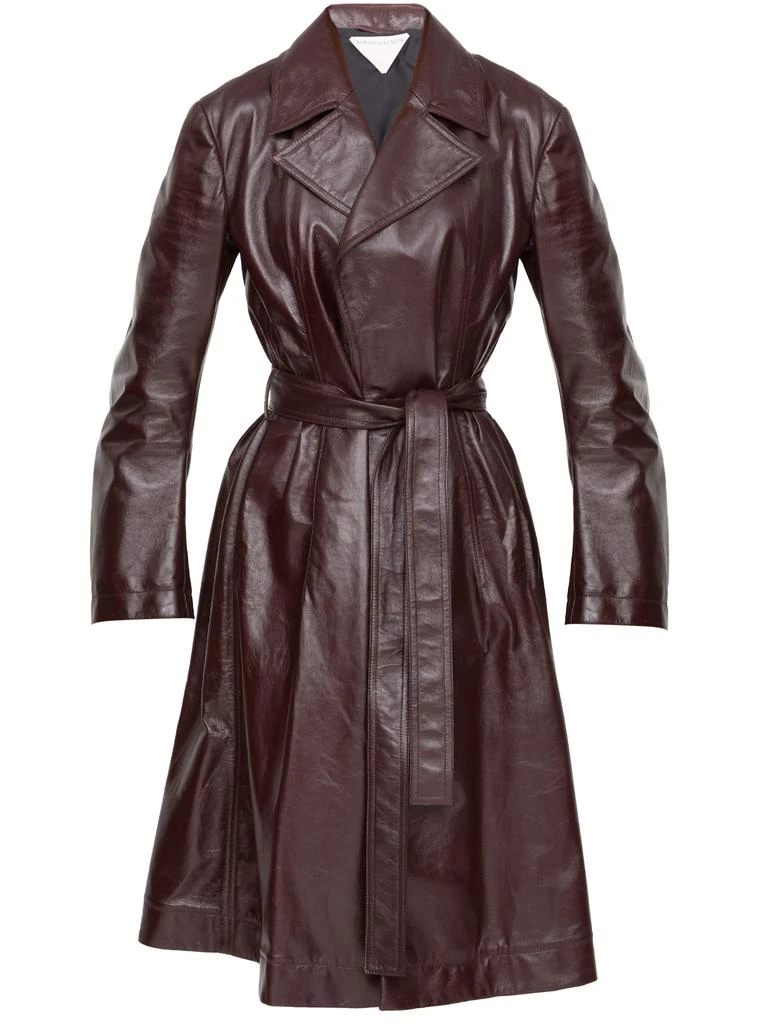 商品Bottega Veneta|Bordeaux leather trench coat,价格¥22850,第1张图片