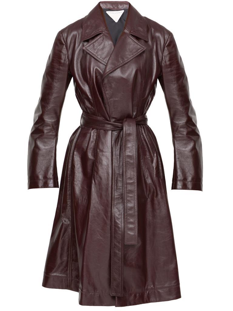 商品Bottega Veneta|Bordeaux leather trench coat,价格¥22615,第1张图片