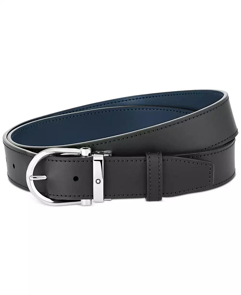 商品MontBlanc|Men's Horseshoe Shiny Stainless Steel Reversible Leather Belt,价格¥3167,第1张图片