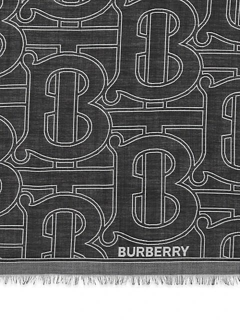 商品Burberry|Monogram Silk-Wool Jacquard Scarf,价格¥4123,第4张图片详细描述