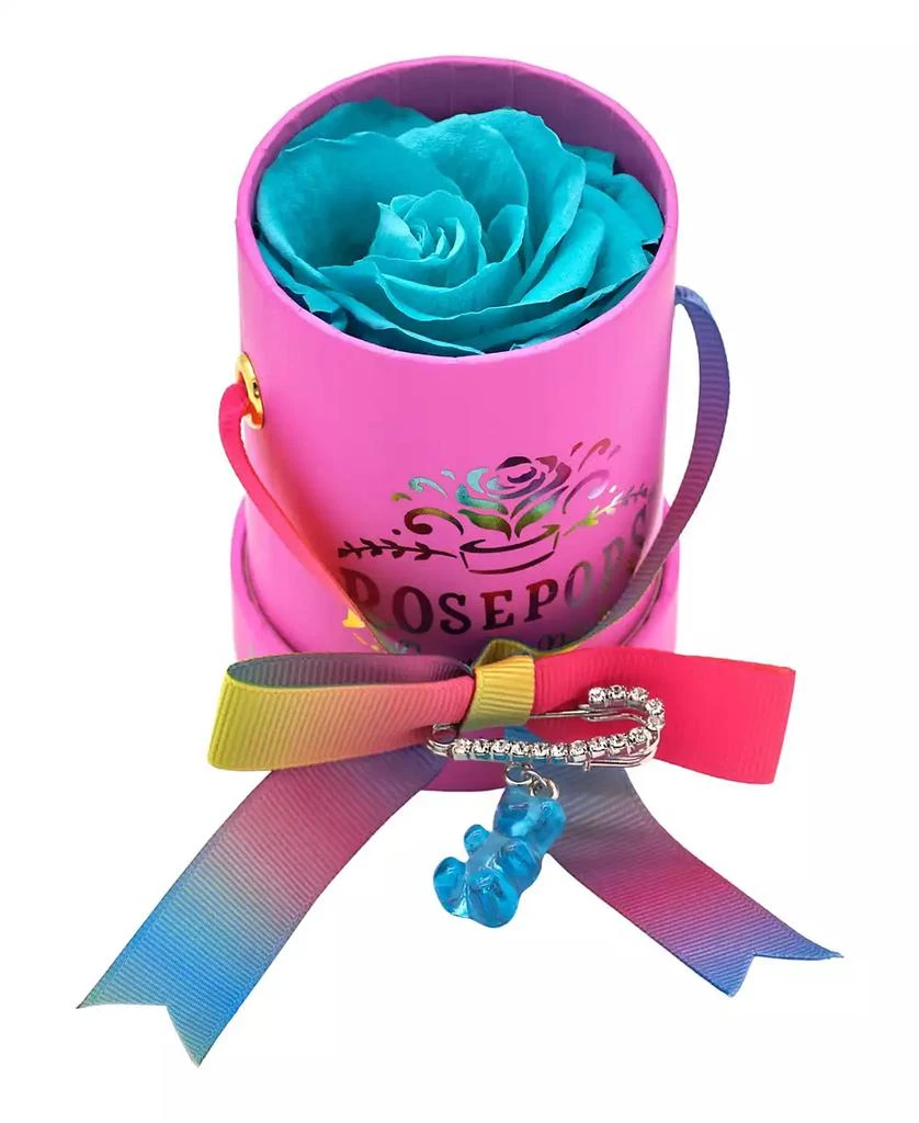 商品Rosepops|POP-Up I Love You Beary Much Single Blue Topaz Real Rose Preserved to Last One Year with Complementary Faux Gummy Bear Charm,价格¥286,第2张图片详细描述