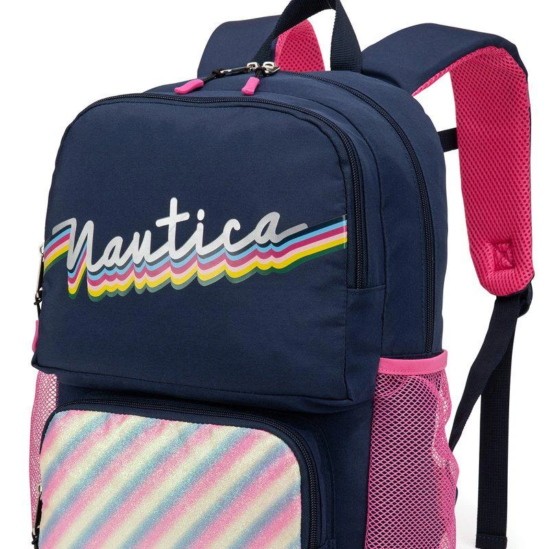 商品Nautica|Kids Backpack for School | Retro Rainbow | 16" Tall STANDARD,价格¥227,第1张图片