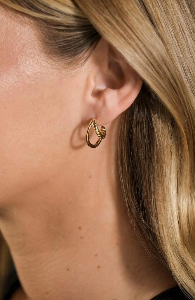 商品Sterling Forever|Arcadia Double Row Huggie Hoop Earrings,价格¥106,第2张图片详细描述