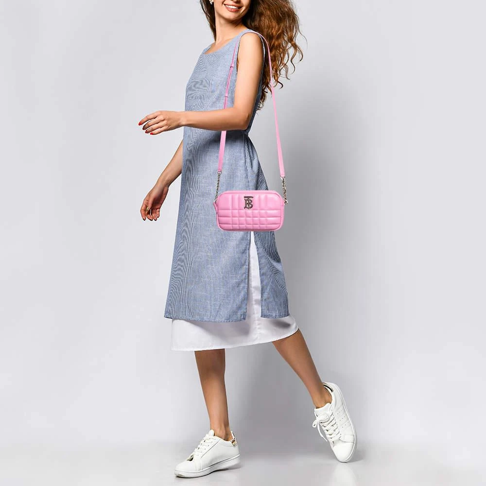 商品Burberry|Burberry Pink Quilted Leather Mini Lola Camera Bag,价格¥4053,第3张图片详细描述