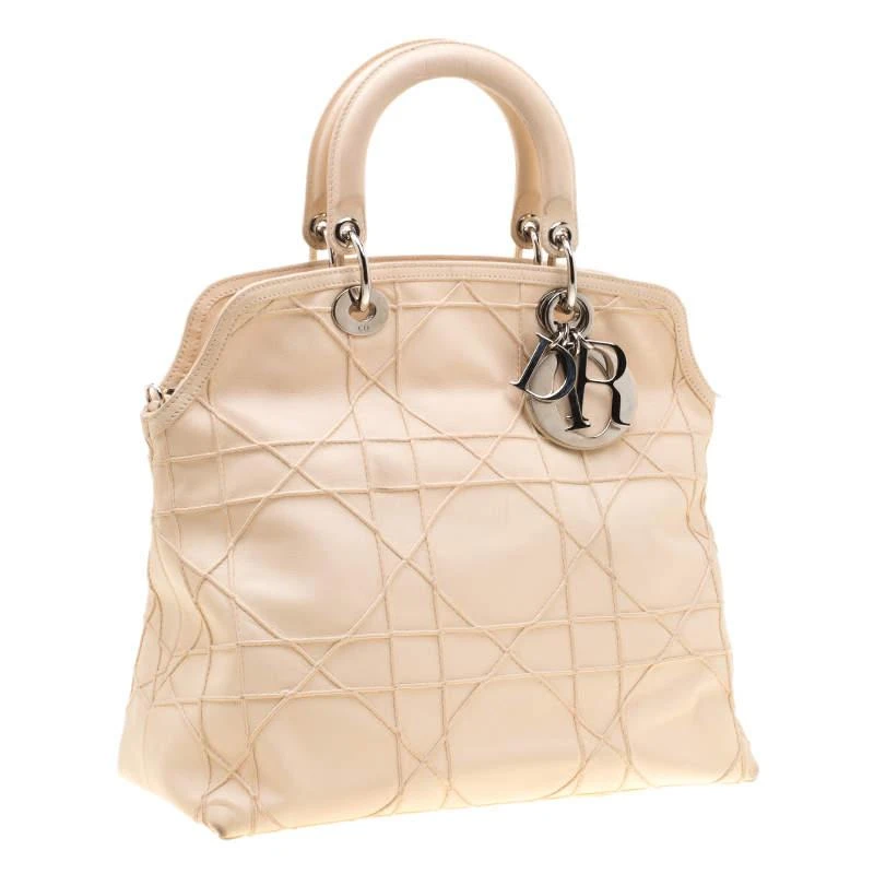 商品[二手商品] Dior|Dior Cream Cannage Quilted Leather Granville Tote,价格¥6915,第3张图片详细描述