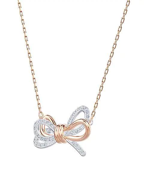 商品Swarovski|Lifelong Two-Tone Swarovski Crystal Bow Pendant Necklace,价格¥851,第4张图片详细描述